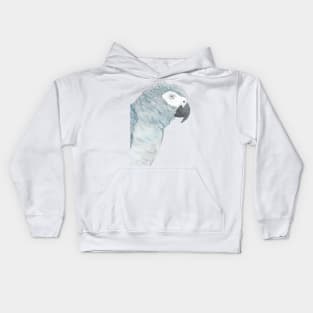 african grey watercolor parrot portrait Kids Hoodie